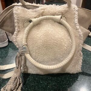 FREE PEOPLE Suede and Shearling Purse